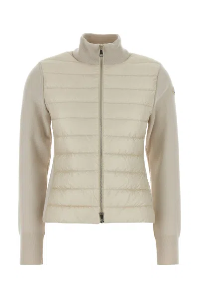 Moncler Nylon Down Jacket With Virgin Wool Inserts In Gray