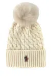 Moncler Grenoble Ivory Wool Beanie Hat