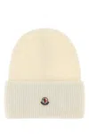 Moncler Ivory Wool Beanie Hat In Neutral