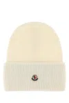 Moncler Ivory Wool Beanie Hat In Neutral