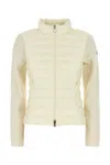 Moncler Two-material Cardigan Sweaters And Cardigans White In White