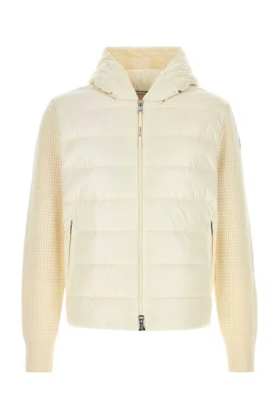 Moncler Ivory Wool Blend Jacket In Neutral