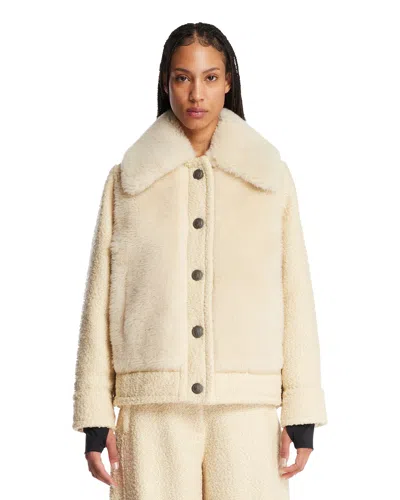 Moncler Ivory Wool Down Jacket In Neutral