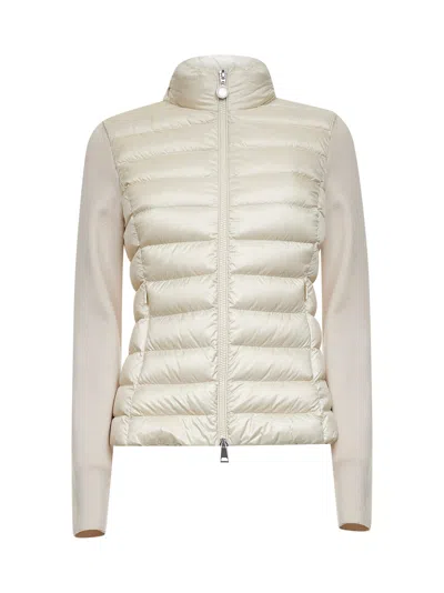 Moncler Ivory Wool Padded Zip-up Cardigan