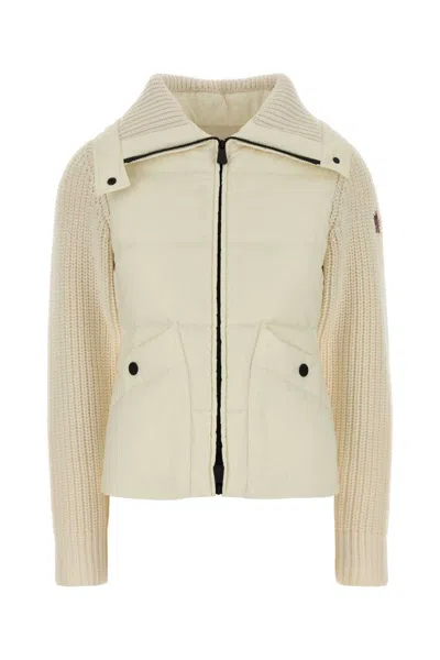 Moncler Ivory Zip-up Cardigan In White