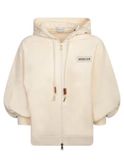 Moncler Ivory Zip-up Hoodie In White