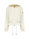 Moncler Ivory Zip-up Hoodie With Knit Details