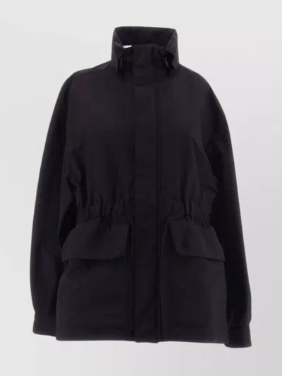 Moncler Ivy Hooded Jacket Elasticated Waist In Black