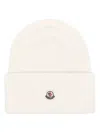 Moncler Wool Beanie Hat In White
