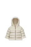 Moncler Ivory Down Jacket For Baby Girl With Logo