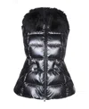 Moncler Metallic Grey Fitted Sleeveless Jacket With Removable Hood