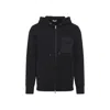 Moncler Hooded Drawstring Cardigan Chest Pocket In Black