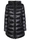 Moncler Women Black Suyenne Midi Hooded Down Jacket In Black