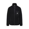 Moncler High Collar Fleece Cardigan Chest Pocket In Black