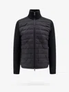 Moncler Men Padded Wool Blend And Nylon Tricot Cardigan In Blue