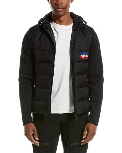 Moncler Quilted-panel Hooded Cardigan In Black