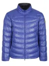 Moncler Padded Jacket With Elastic Cuffs And High Collar In Blue