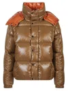 Moncler Parana Hooded Cropped Down Jacket In Brown
