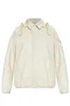 Moncler White Down Jacket With Logo Patch On The Sleeve In Tech Fabric Man In White