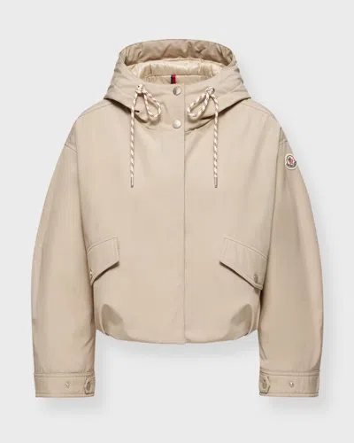 Moncler Eucalyptus Hooded Short Down Jacket, Women, Beige, Size: 2 In Neutral