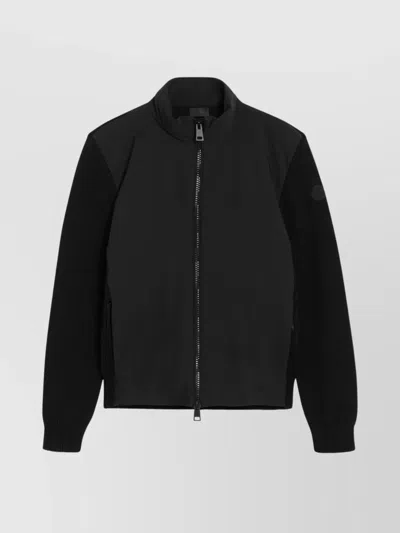 Moncler Jacket Featuring Wool Sleeves And High Collar In Black