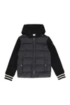 Moncler Jacket In Fleece With Padded Panel In Blue