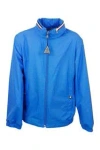 Moncler Windproof Farlak Jacket With Concealed Hood And Zip Closure In Light Blue