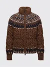 Moncler Indren Cable Knit High Collar Sweater In Brown
