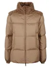 Moncler Beige Esnaie Teddy-trimmed Short Down Jacket In Multi