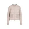 Moncler Quilted Cardigan Featuring Patch Pockets In Neutral