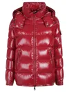 Moncler Ruby Red Down Jacket In Lacquered Nylon Women In Burgundy
