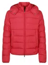 Moncler Quilted Down Jacket With Detachable Hood In Red