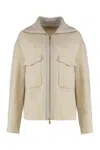 Moncler Jacket Shirt In Mixed Wool In Neutral