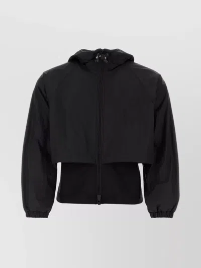 Moncler Jacket Short Nylon Hooded Design In Black
