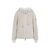 Moncler Hooded Cardigan Featuring Front Pockets In White