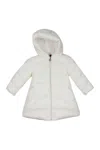 Moncler Long Down Jacket Pesha In Real Goose Down With Hood And Elastic Waistband In White