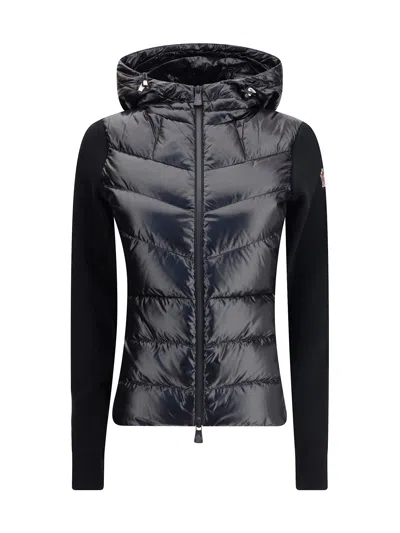 Moncler Jacket With Sleeves In Contrast In Black
