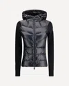 Moncler Quilted Fleece Jacket With Hood And Sleeves In Black