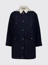 Moncler Begonia Hooded Jacket Drawstring Waist Pockets In Blue