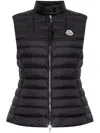 Moncler Quilted Black Vest With High Collar And Fitted Silhouette