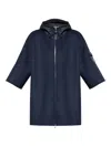 Moncler Hooded Shell And Wool-blend Cape Coat In Blue