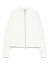 Moncler White Jacket With Quilted Panels In Beige