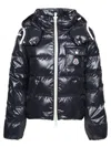 Moncler Navy Blue Andro Hooded Short Jacket In Black