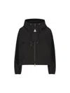 Moncler Snap Button Pockets Hooded Parka With Elasticated Cuffs In Black