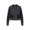 Moncler Wool And Quilted Shell Down Cardigan In Black