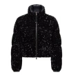 Moncler Textured Cropped Down Jacket With High Collar In Black