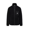 Moncler High Collar Fleece Cardigan Chest Pocket In Black