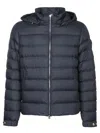 Moncler Montbrocq Hooded Short Down Jacket In Blue