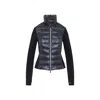 Moncler Quilted High Collar Long Sleeve Jacket In Blue