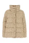 Moncler Cochelle Checked Tweed Down Jacket In Gold